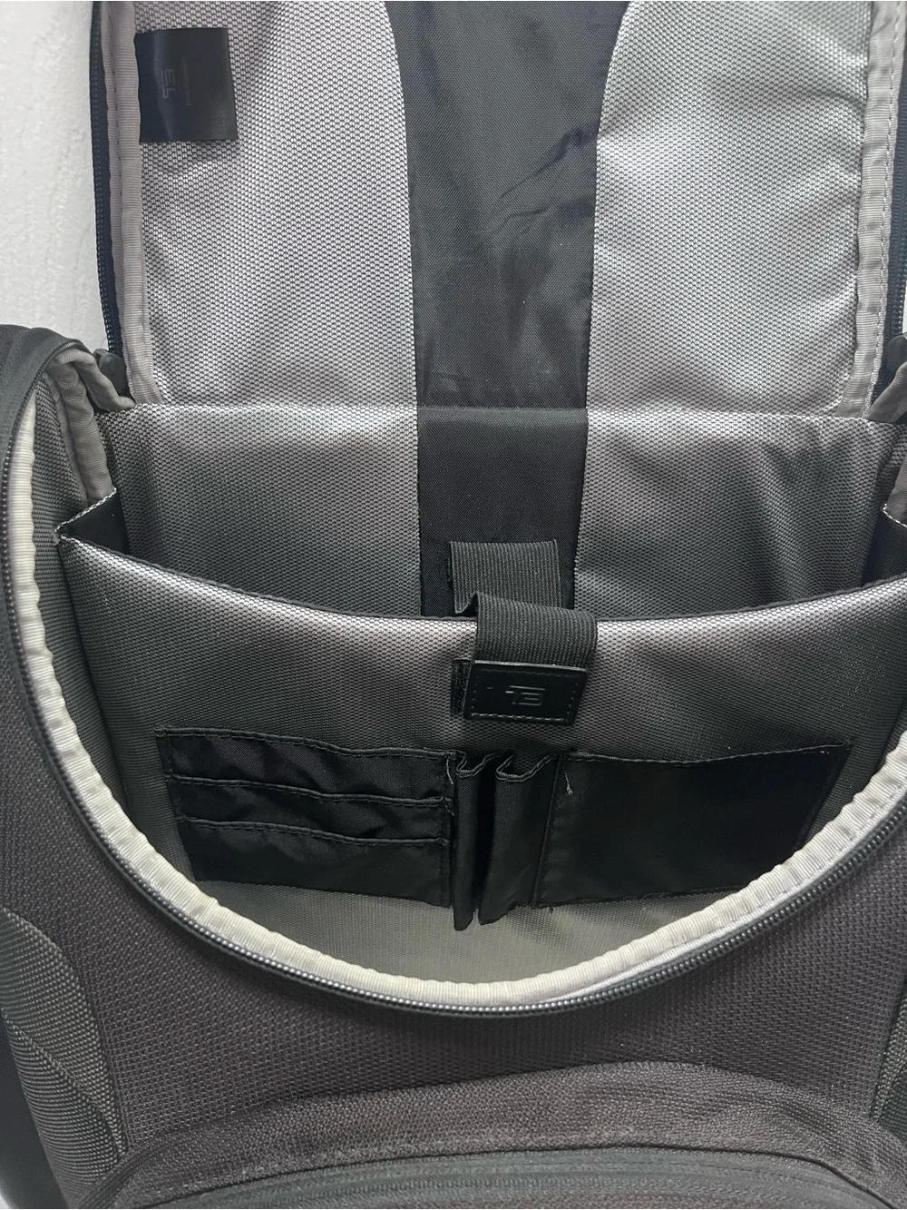 Tumi T3  Black Textured Men's Backpack with Silver Logo